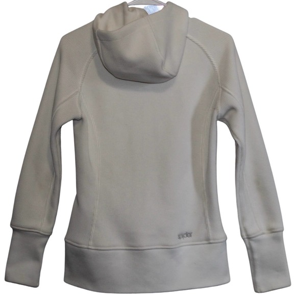 Women's Sypder Full Zip Hoody Sweater White Long Sleeve Hooded Sweatshirt Size M - Picture 4 of 4